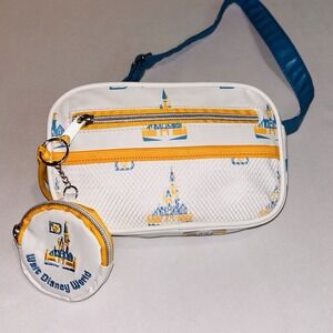 Walt Disney World Fanny Pack With Coin Purse, Blue, Yellow, White Castle